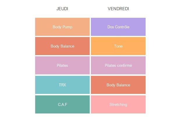 Le Bayonne - Planning fitness